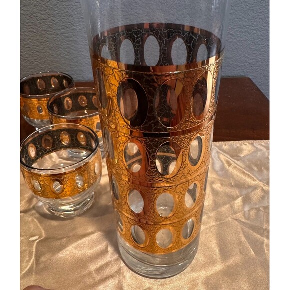 Culver Pisa Gold Cocktail Pitcher Set - Picture 2 of 8